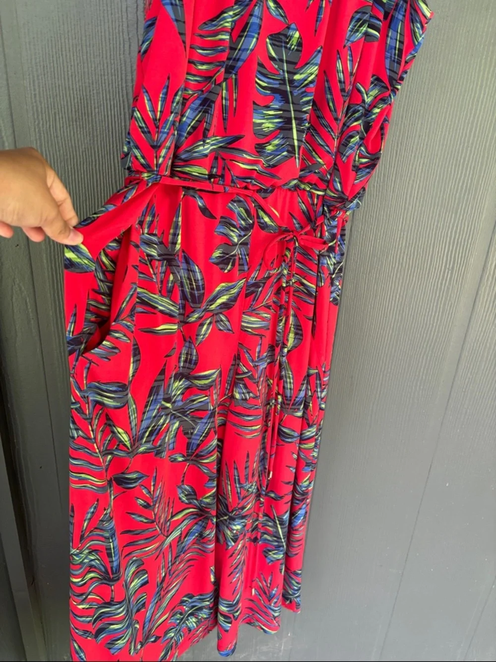 London times Red Tropical Print Halter Jumpsuit - Picture 4 of 10